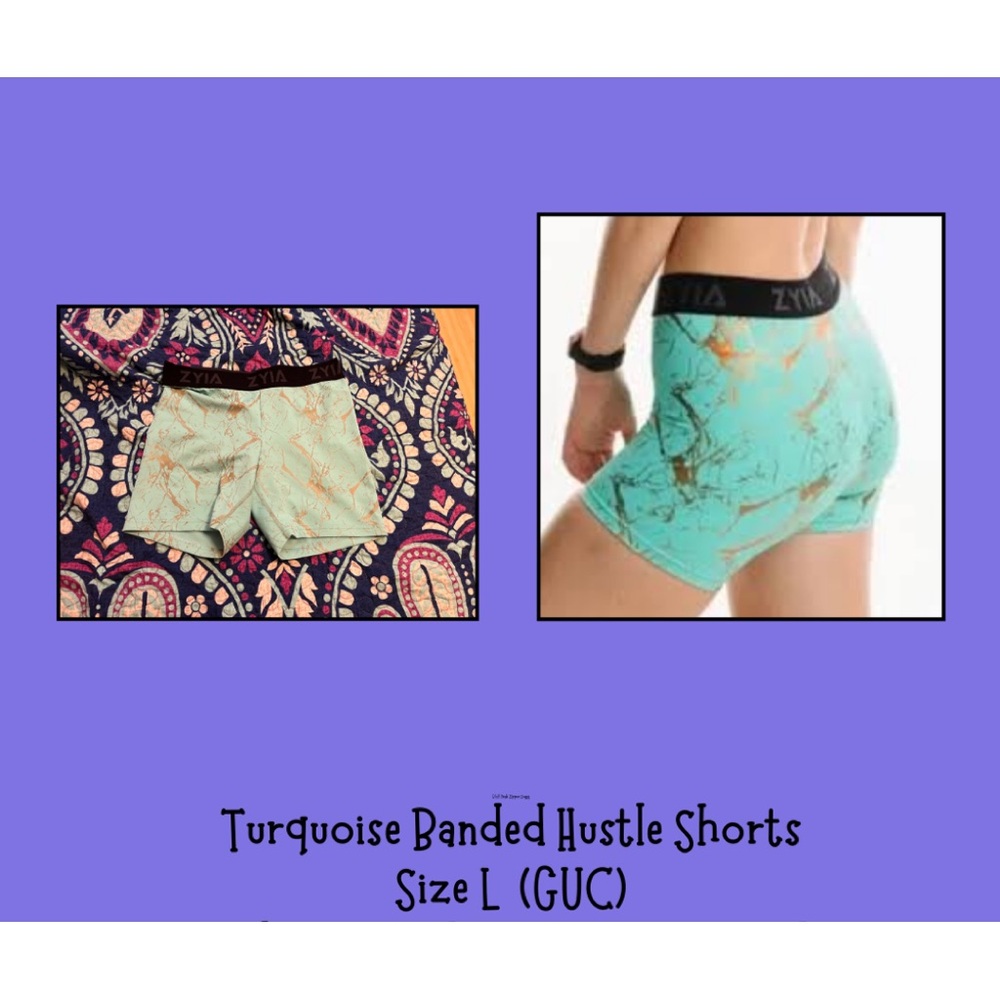 ZYIA Turquoise Banded Hustle Shorts (L) GUC